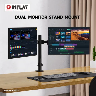 homefinds shares: Inplay KMT-2 Dual Arm Monitor Stand Monitor Mount Adjustable With C Clamp Stand For 14-27" Monitor