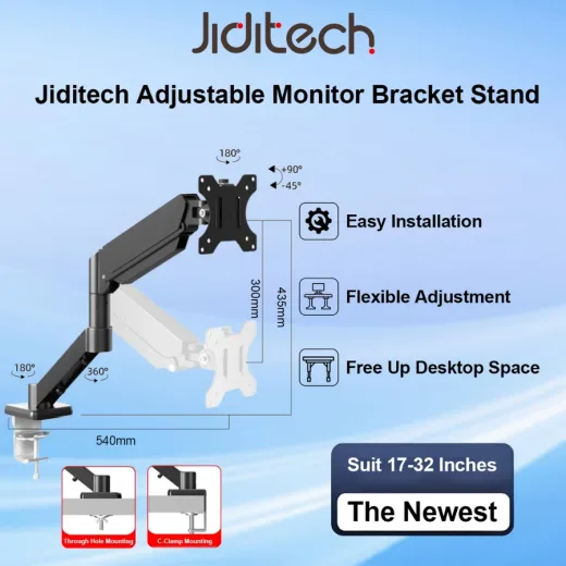Jiditech Single Monitor Stand Desk Mount Stand Arm Adjustable Monitor Bracket For 17-32" Monitor