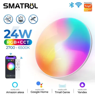 homefinds shares: SMATRUL Tuya Wifi Smart Ceiling Light Led Bulb RGBCW 24W Dimmable Light Smart Life Remote Control Works With Alexa Google Home