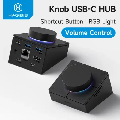 Check out Hagibis Knob USB C Hub With 4K60Hz HDMI 100W PD Shortcut Buttons Type-C Docking Station Volume Adjustment Desktop Controller for M