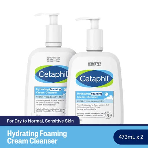 Cetaphil Hydrating Foaming Cream Cleanser 473ml - Bundle of 2