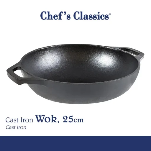 Chef's Classics Cast Iron Wok, 25cm