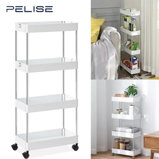 Pelise 4 layer Bath Rack Bathroom Shelves Rolling Trolley Kitchen Organizer Room Organizer Storage