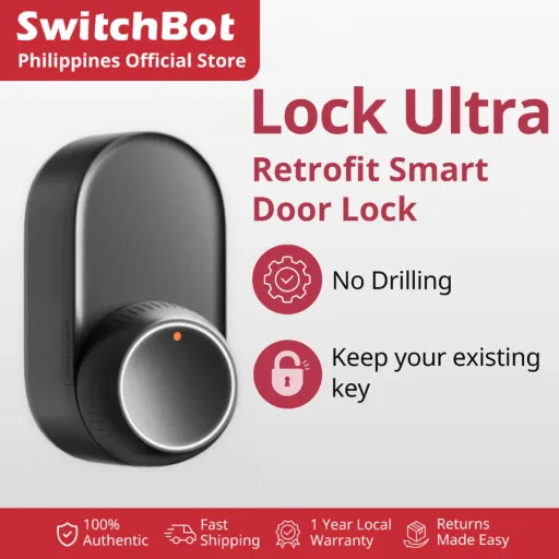 SwitchBot Lock Ultra - Smart Home Matter, Bluetooth& WiFi (need Hub) Fits Existing Locks No Drilling