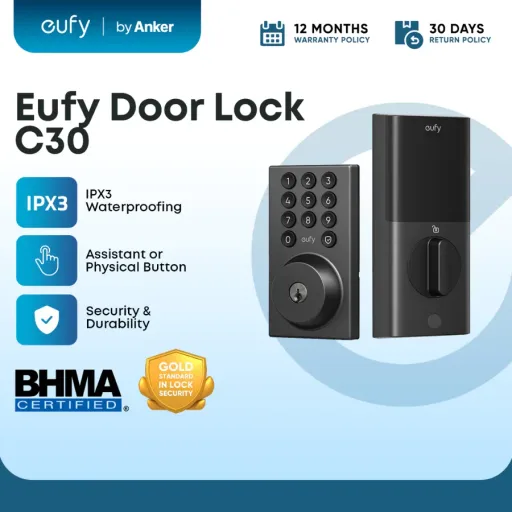 [HOT DEAL] eufy Smart Lock C30, Keyless WiFi Door Lock with Keypad, Remote App Control, Easy Install