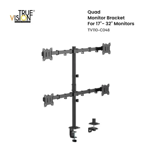 True Vision Articulating Quad (Monitor Arm/Monitor Stand/Monitor Bracket) for 13” – 32” TV110-C048