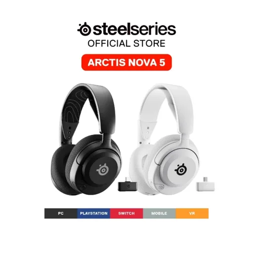 SteelSeries Arctis Nova 5 Bluetooth 5.3 2.4GHz Cross-Platform Wireless On Ear Gaming Headset