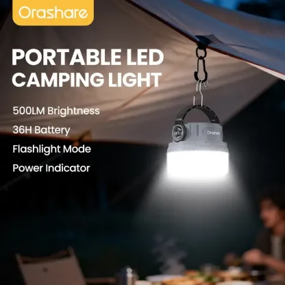 Orashare OL22/OL22 Max Camping Light 3600mAh Rechargeable LED IPX5 Waterproof Portable Emergency Lamp 500LM Brightness 36H Battery Flashligh